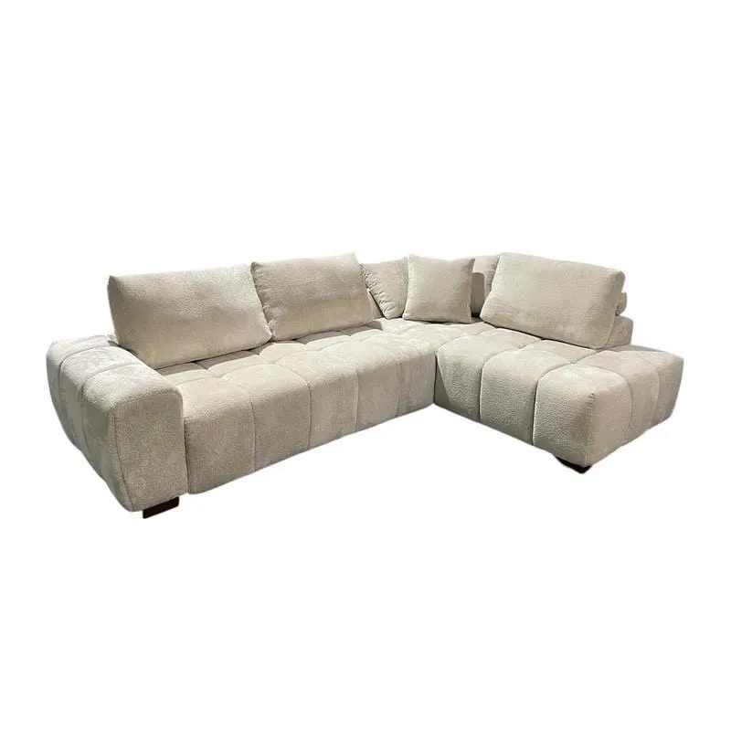 Sectionnel de style guimauve avec chaise longue à droite - crème