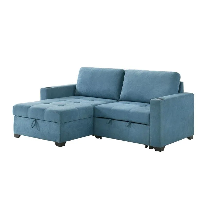 Causeuse convertible compacte réversible avec rangement - bleu