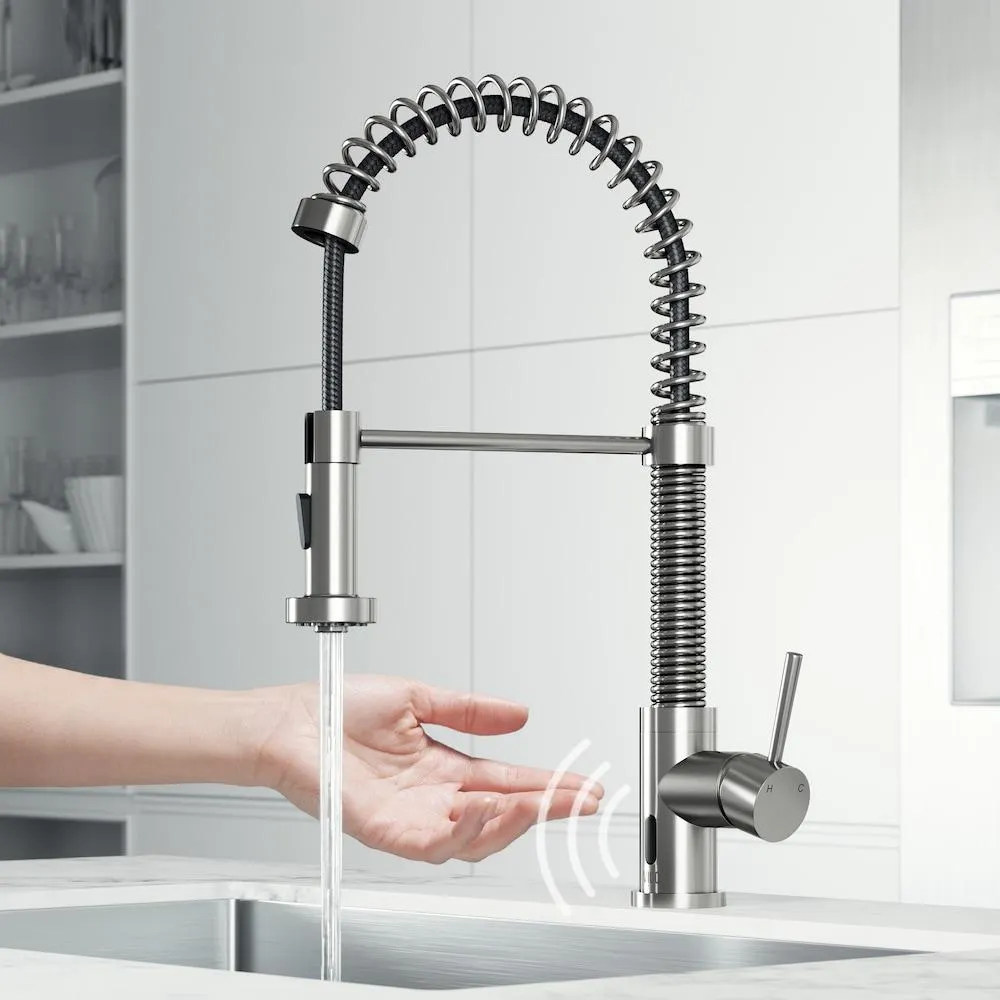 Edison Single-Handle Pull-Down Sprayer Kitchen Faucet and Touchless Sensor in Stainless Steel