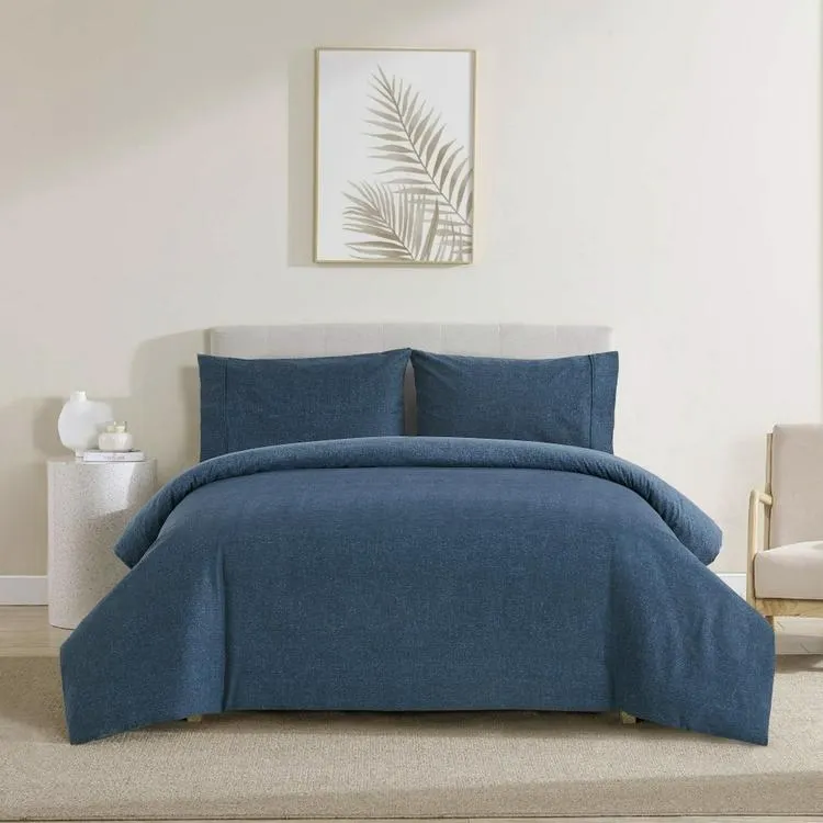 KOO Parker Flannelette Quilt Cover Set Blue