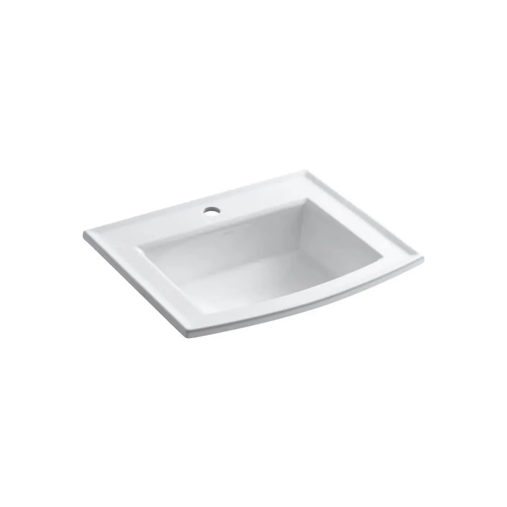 Archer Drop-In Vitreous China Bathroom Sink in White with Overflow Drain