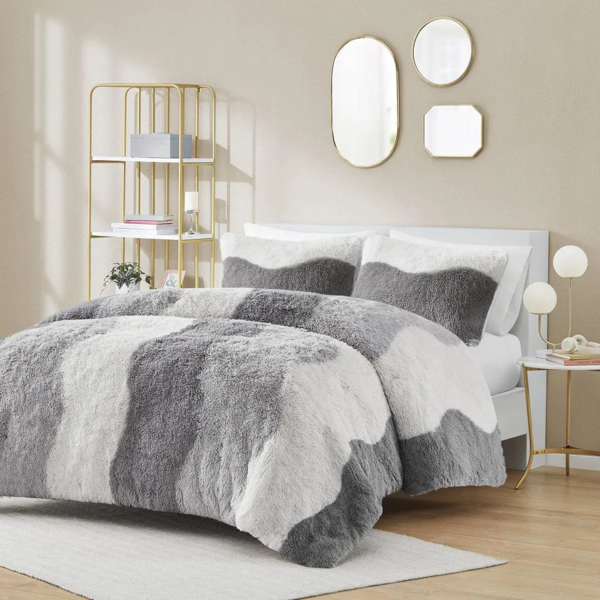 Cassie Ombre Shaggy Faux Fur Comforter Set