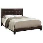 Bed, Queen Size, Platform, Bedroom, Frame, Upholstered, Pu Leather Look, Wood Legs, Brown