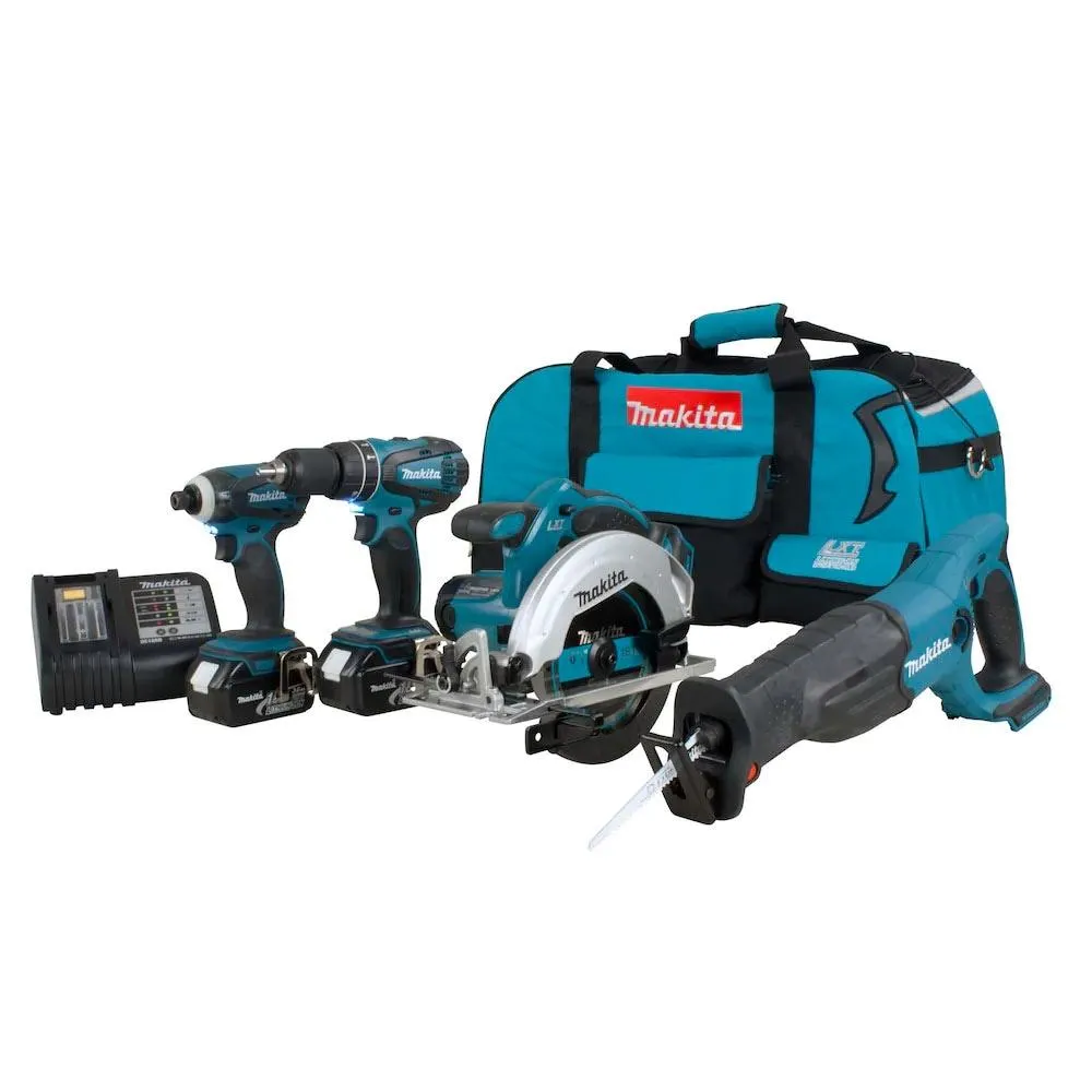 18V LXT Lithium-Ion Cordless 4-Tool Combo Kit w/2 Batteries (3.0Ah), Charger & Bag