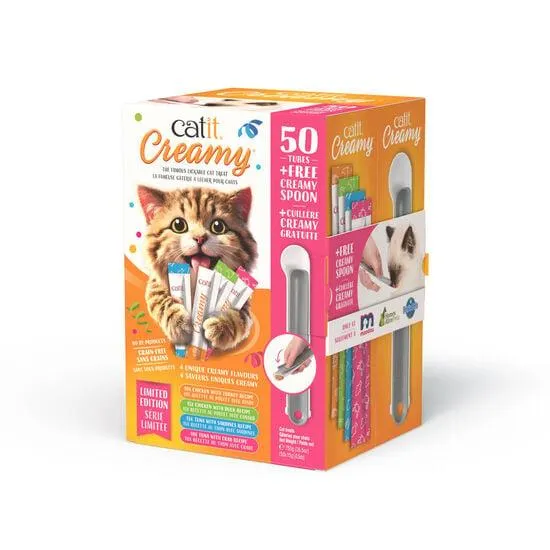 Catit Creamy Assorted Gift Box, 50 Pack with Spoon