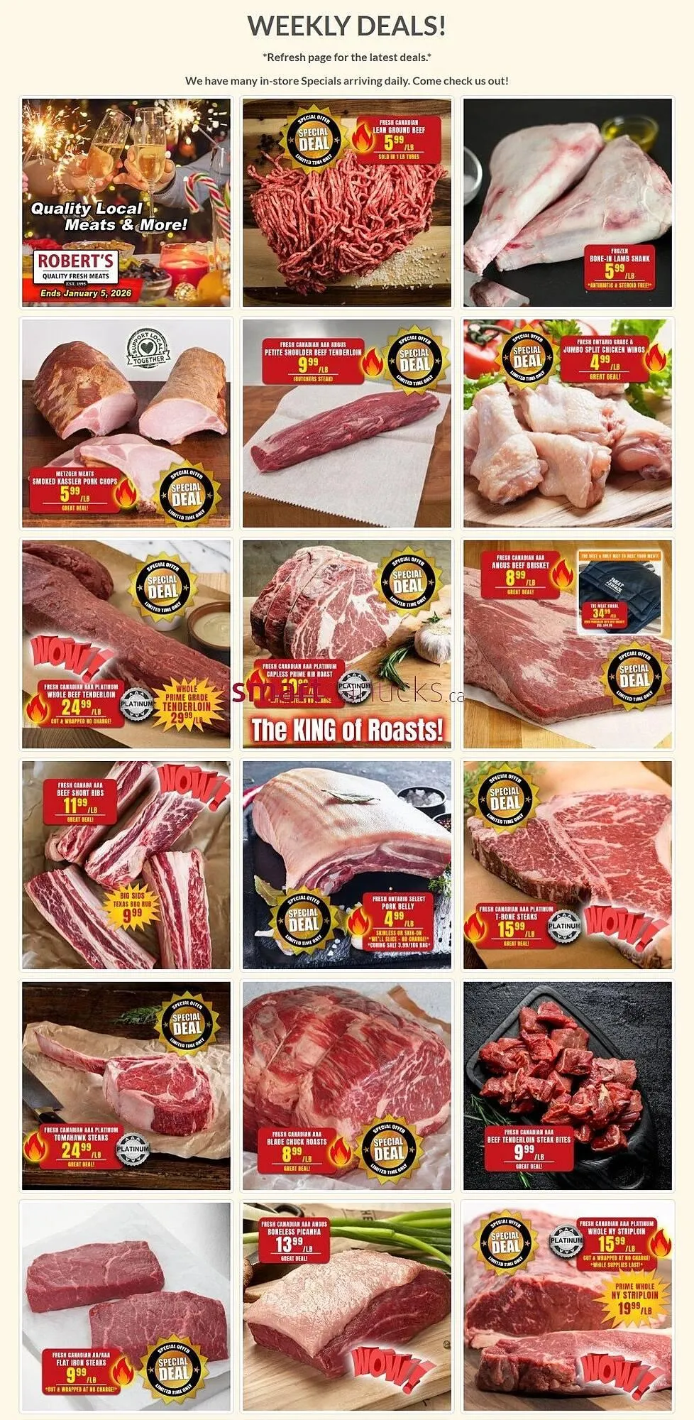 Roberts Fresh and Boxed Meats flyer from December 29 to January 5 2026 - flyer page 1