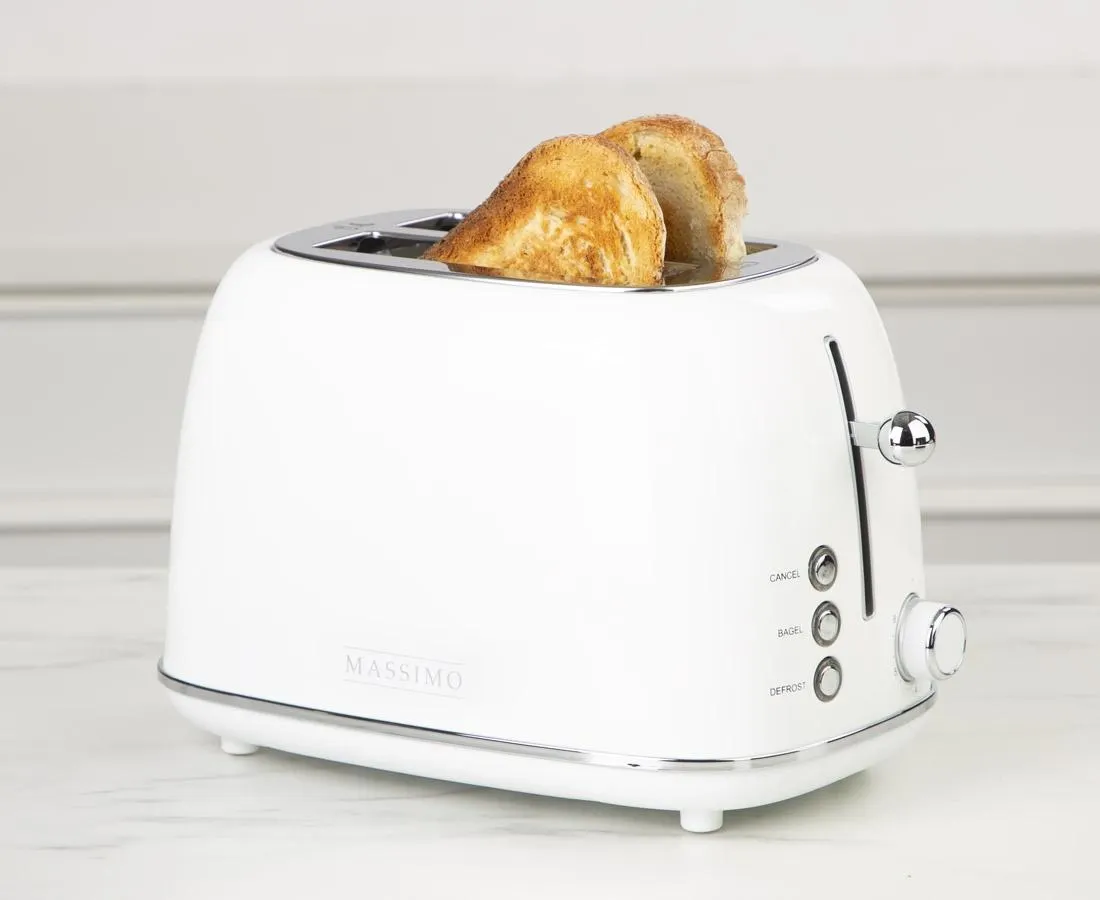 Massimo Vintage 2-Slice Toaster, White