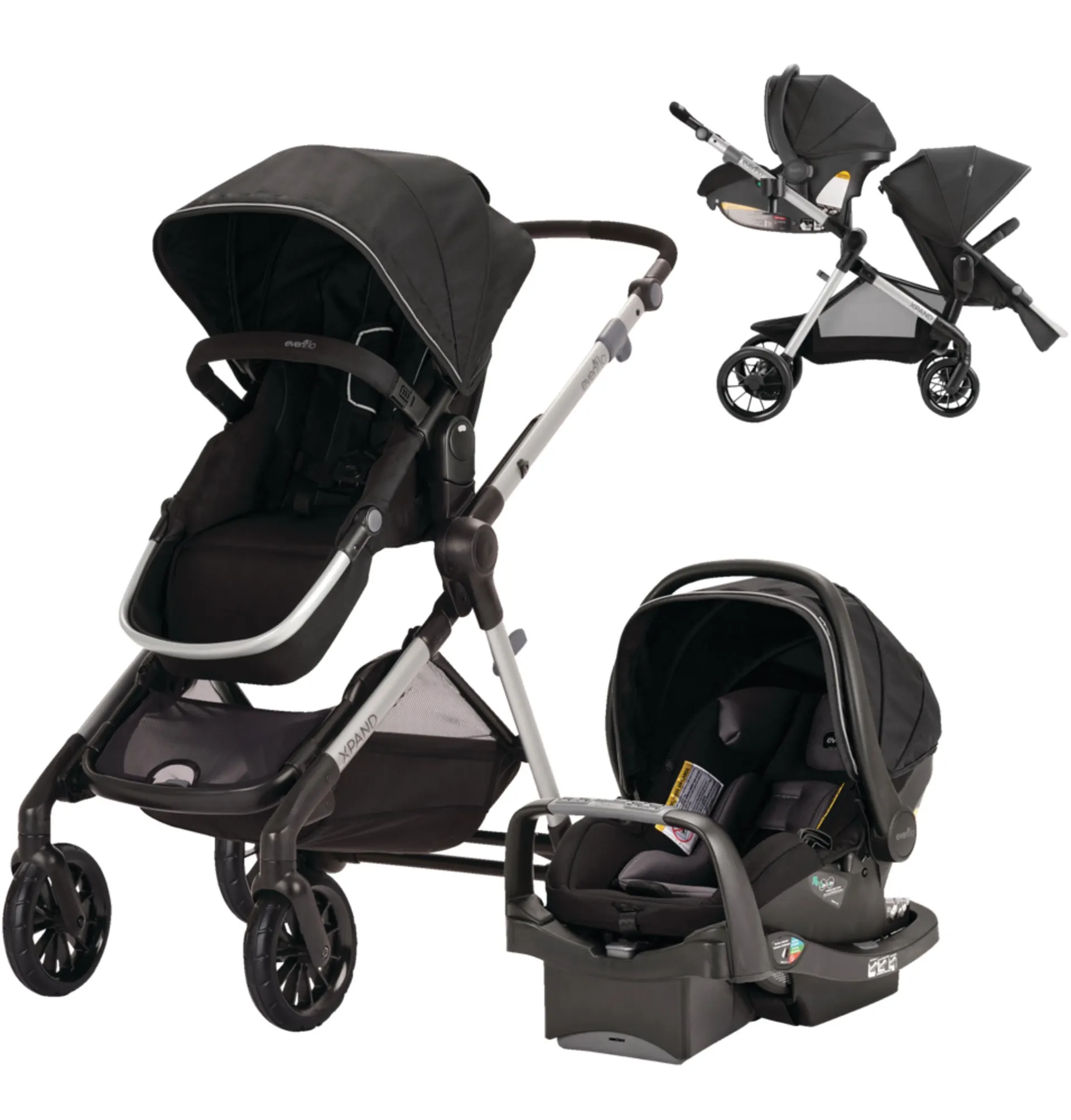 Evenflo Pivot Xpand Modular Compact Fold Travel System w/ Stroller & Car Seat