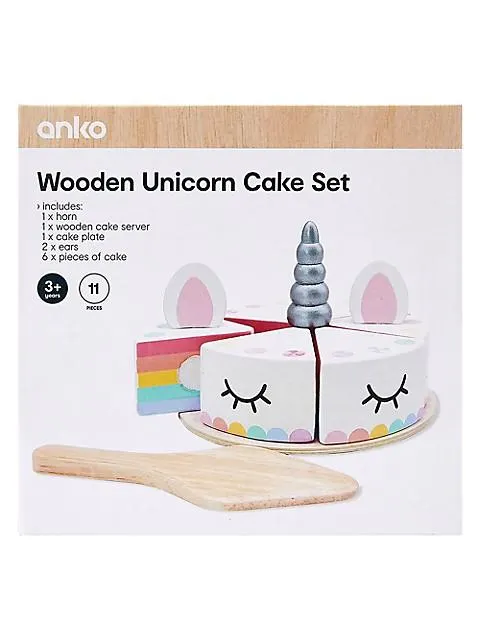 Wooden Unicorn Cake Set