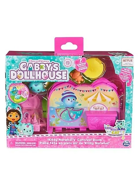 Gabby’s Dollhouse Kitty Narwhal’s Carnival Room Playset With Figure