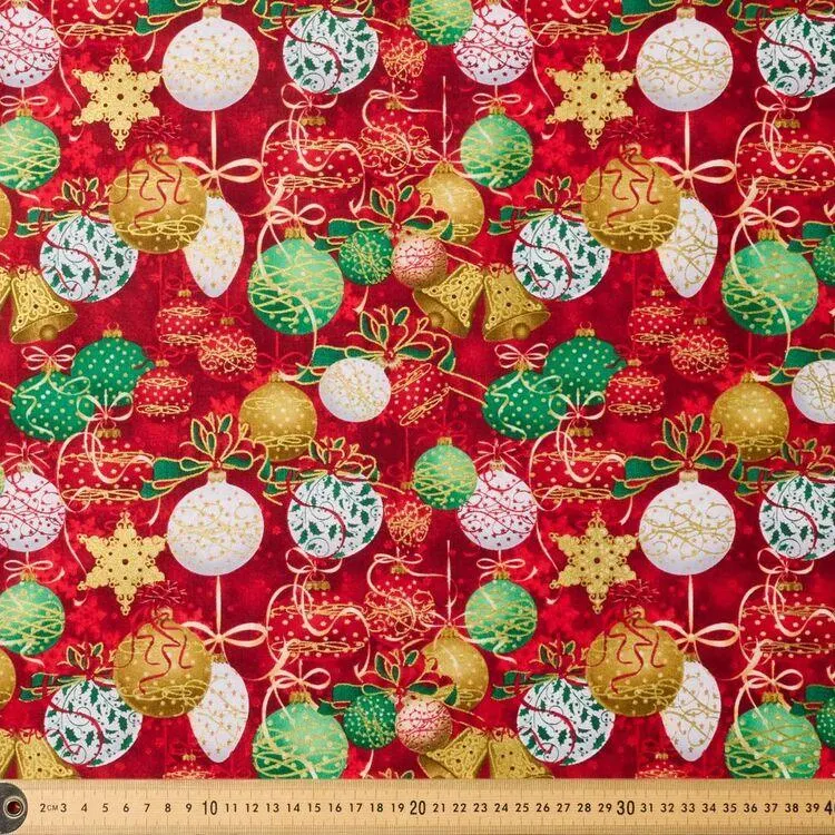 Traditional Christmas Luxury Print 112cm Quilting Fabric Red 112 cm