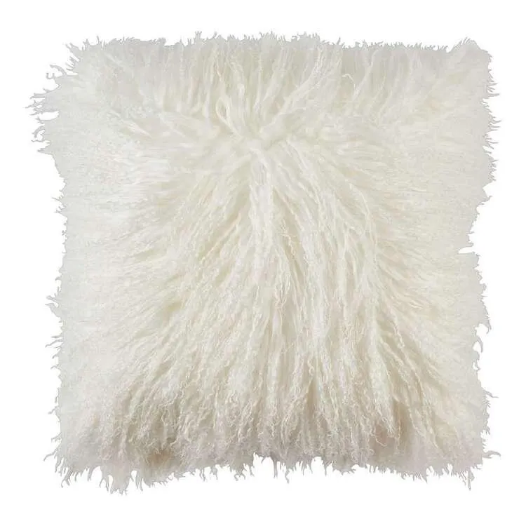 KOO Aspen Mongolian Fur Cushion Pebble 43x43cm
