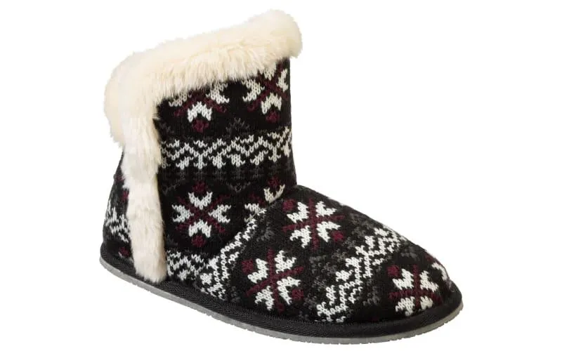 Natural Reflections Fair Isle Knit Bootie Slippers for Ladies