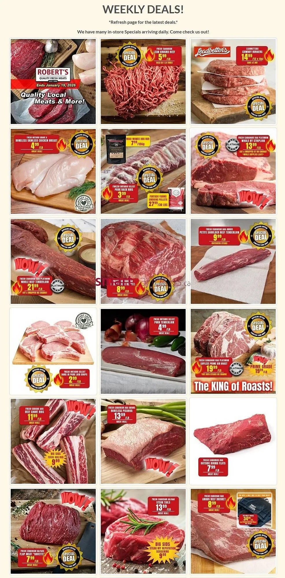 Roberts Fresh and Boxed Meats flyer from January 12 to January 19 2026 - flyer page 1