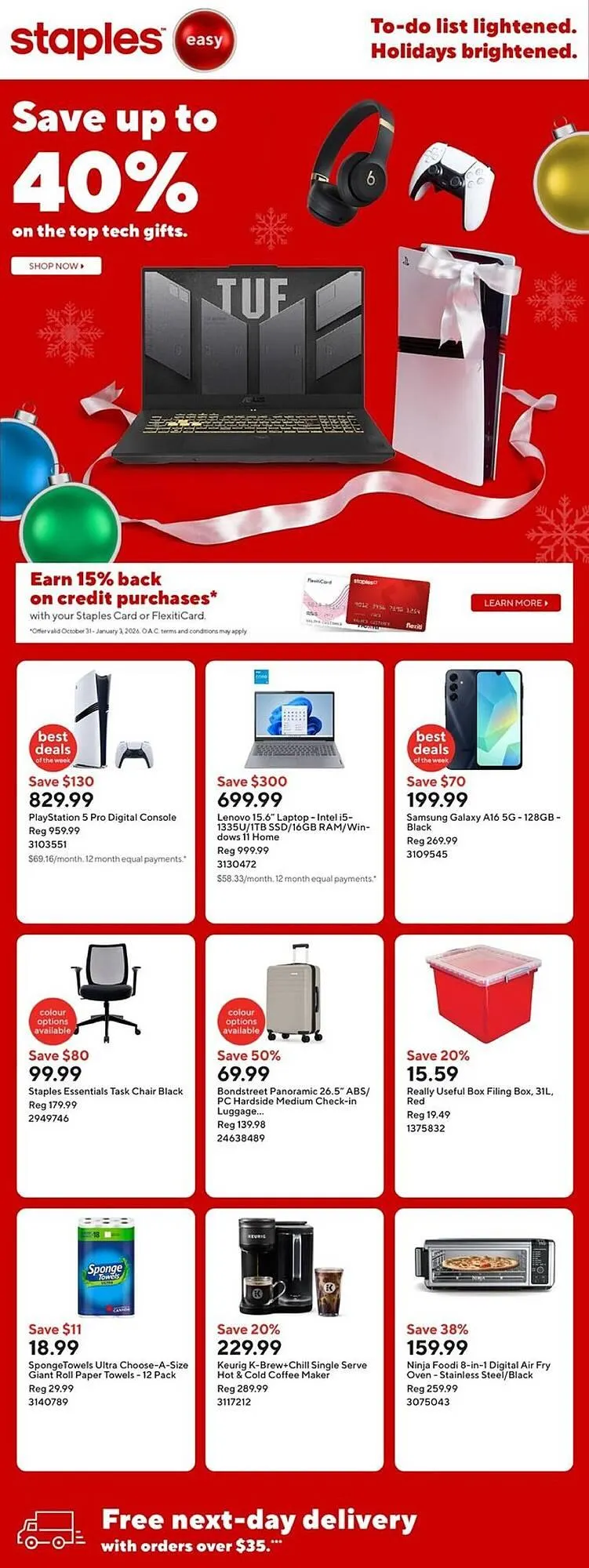 Staples flyer from December 5 to December 25 2025 - flyer page 1
