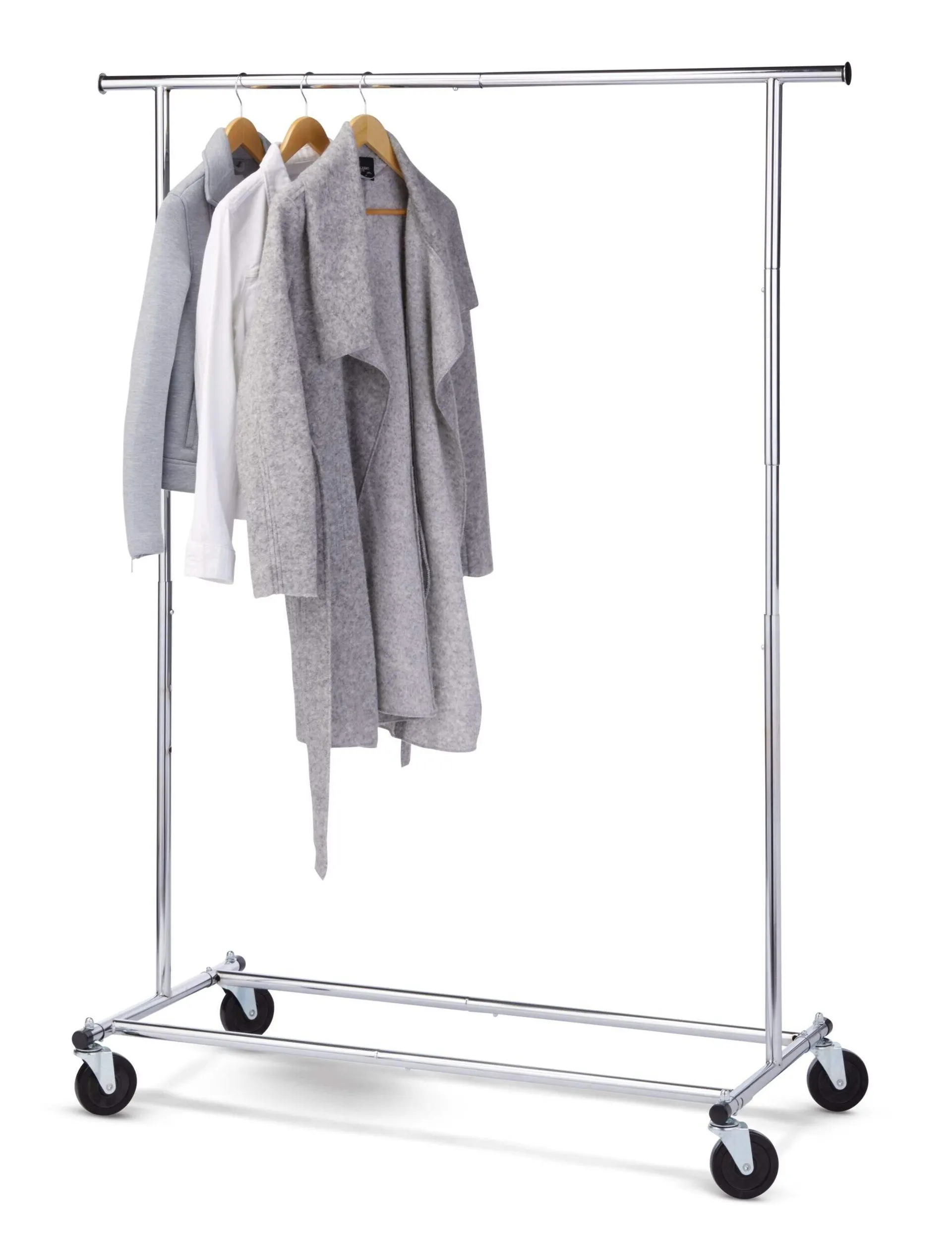 For Living Deluxe Single Rod Garment Rack, Chrome