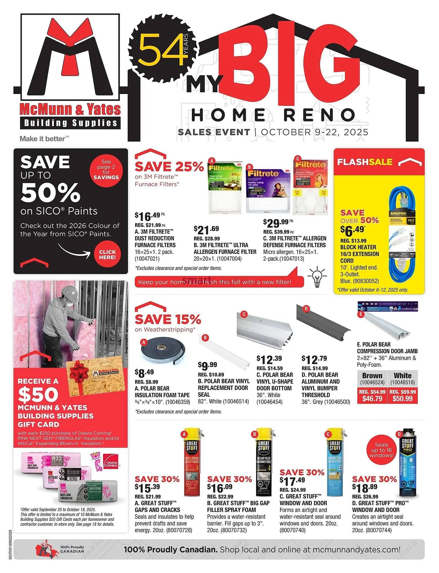 McMunn & Yates Building Supplies flyer from October 9 to October 15 2025 - flyer page 1