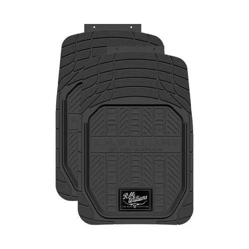 R.M.Williams RMW Heavy Duty Rubber Universal Car Floor Mats Black Front Pair