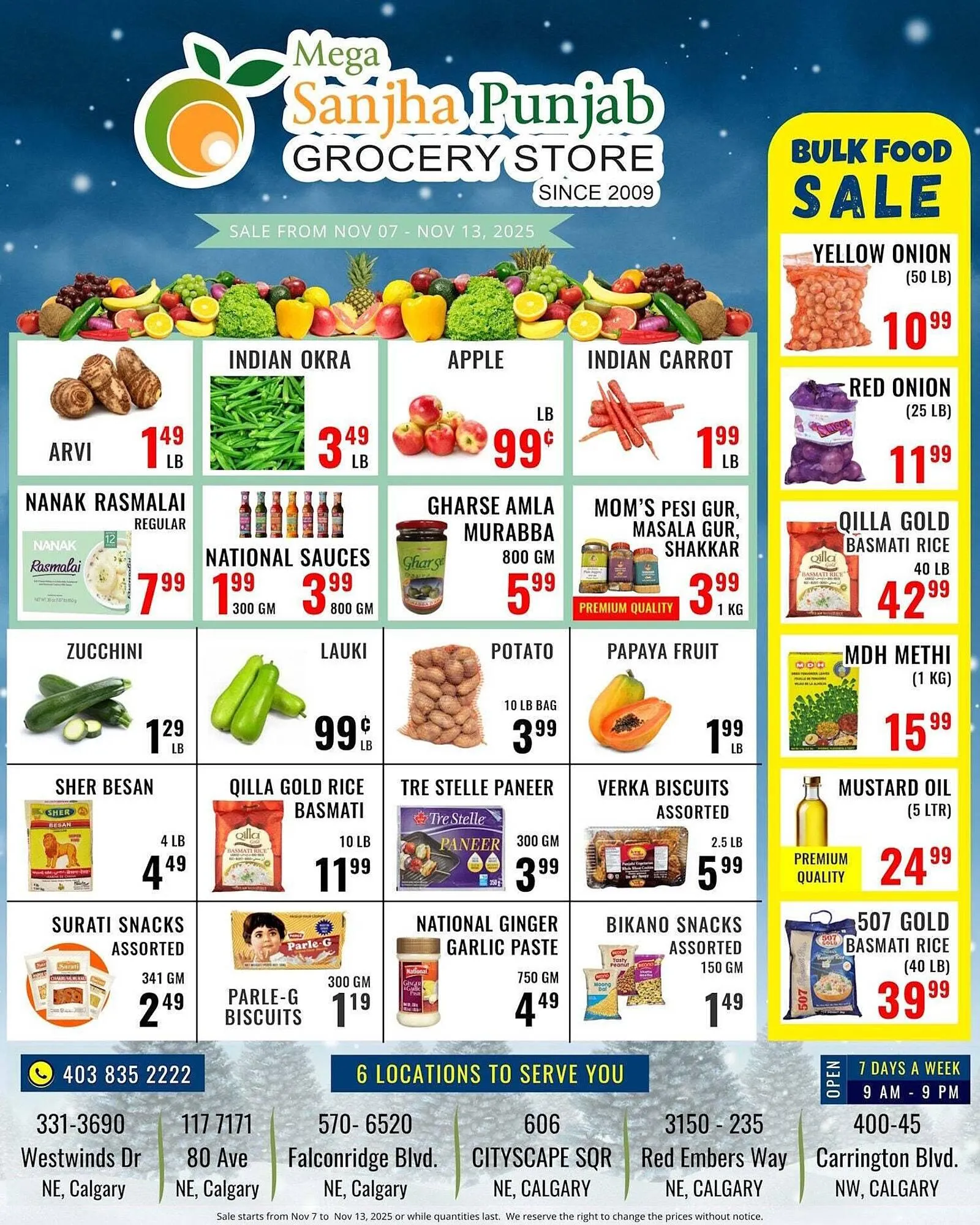 Mega Sanjha Punjab Grocery Store flyer from November 9 to November 16 2025 - flyer page 1