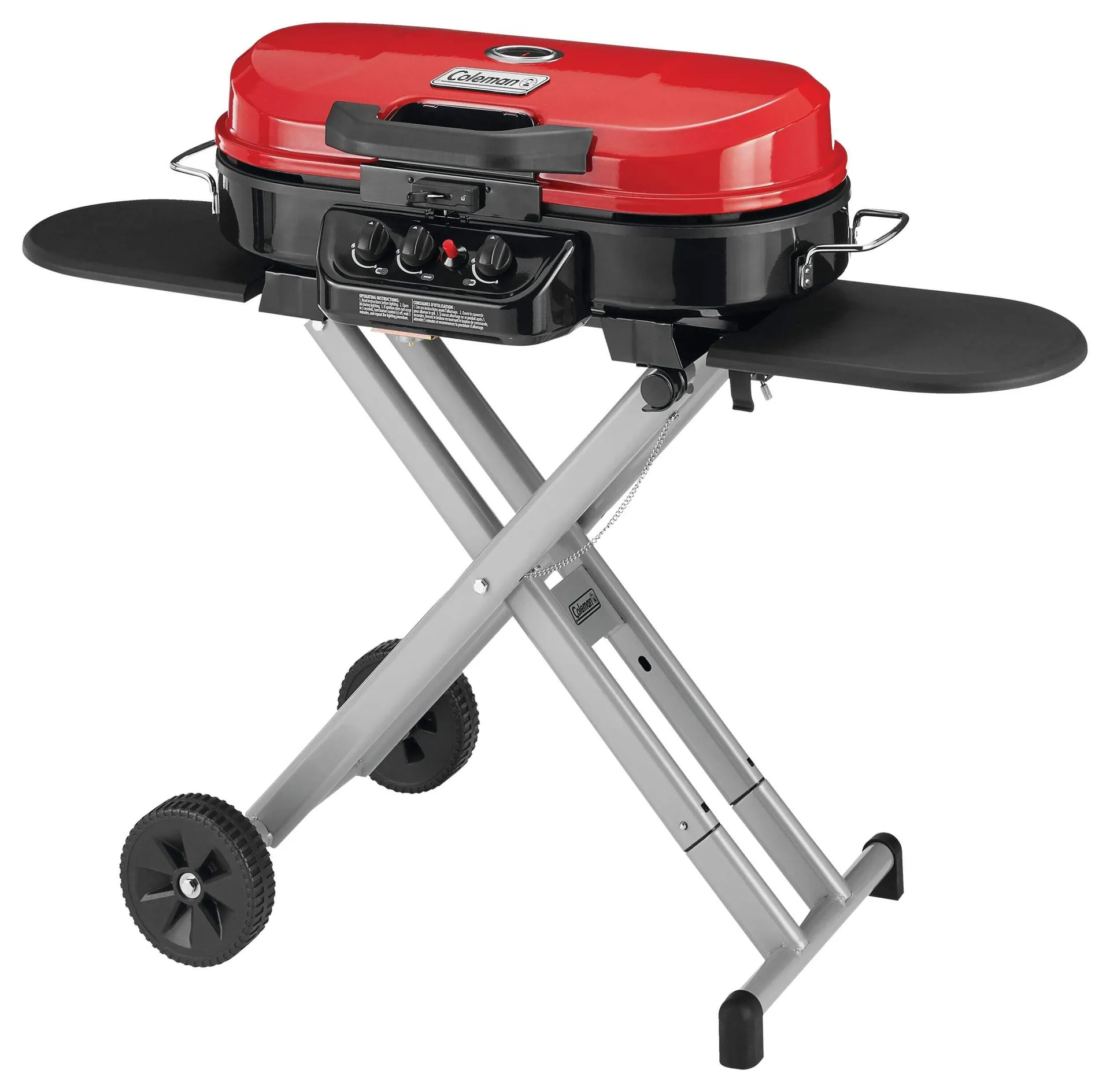 Coleman Roadtrip™Portable Stand-Up Propane Grill with Folding Cart Stand, 3-Burner Gas BBQ