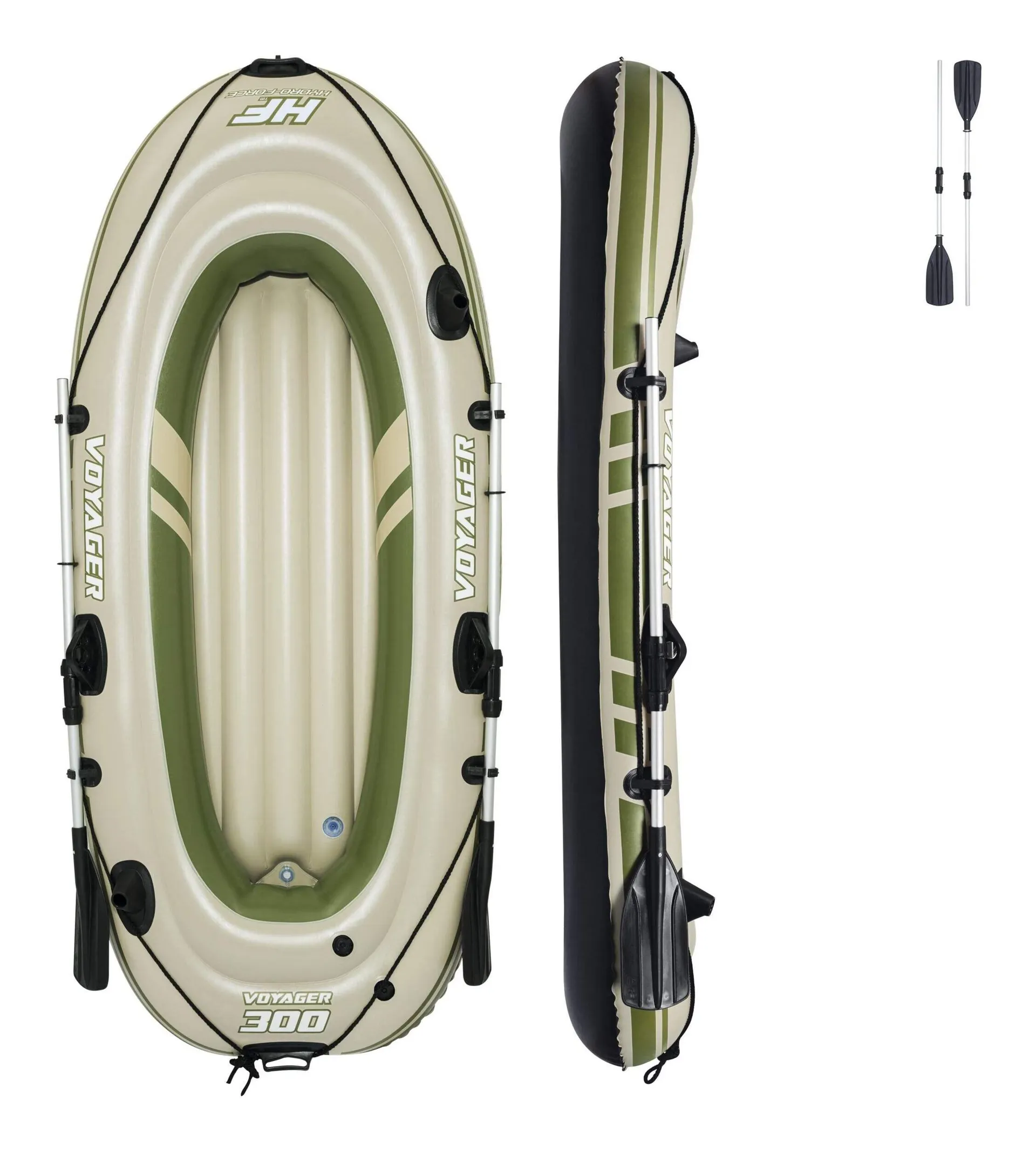 Bestway Hydro-Force Voyager 500 Inflatable River Boat w/Built-in Fishing Rod Holders, Tan