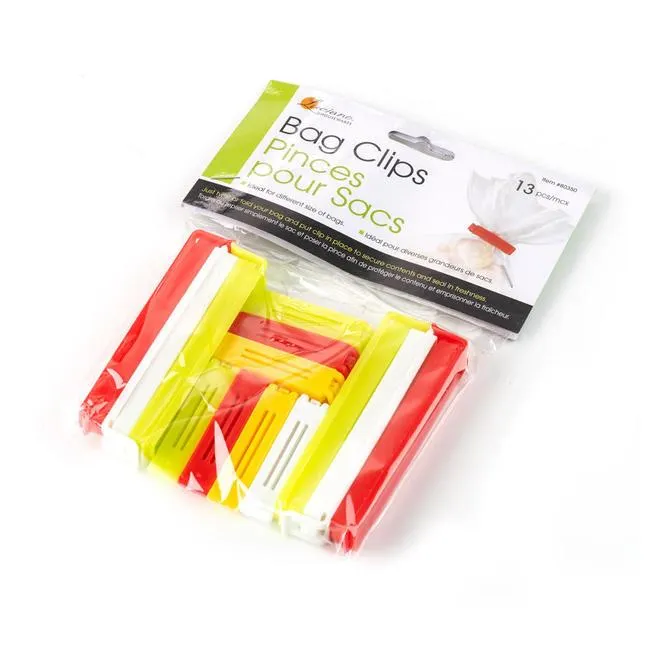 Bag Clips Food Sealing Clips Kitchen Red Green Yellow & White 13Pcs/Pack