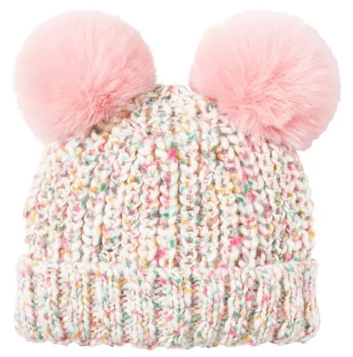 Grand Sierra Sprinkle Double-Pom Cuff Beanie Hat for Toddlers