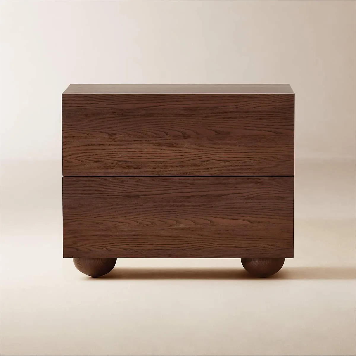 Mackay 2-Drawer Curved Wood Nightstand