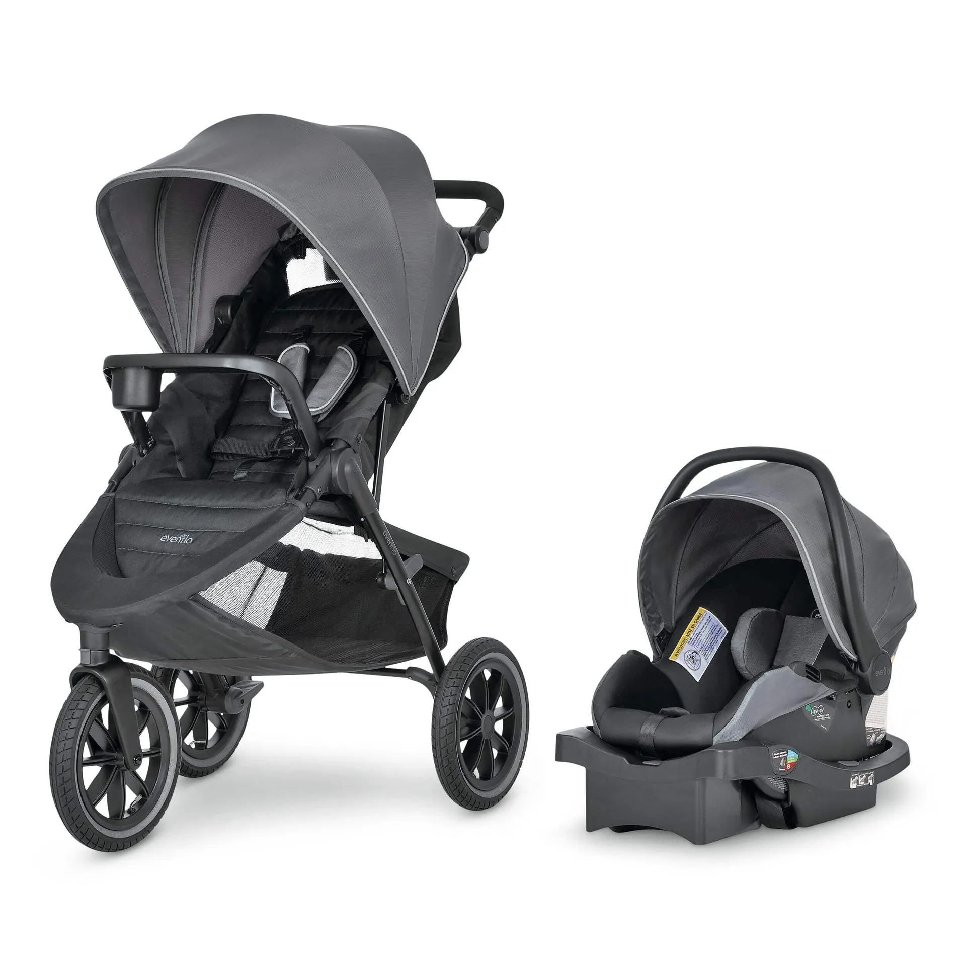 Evenflo Folio3 Lightweight Stroll & Jog Travel System, Black