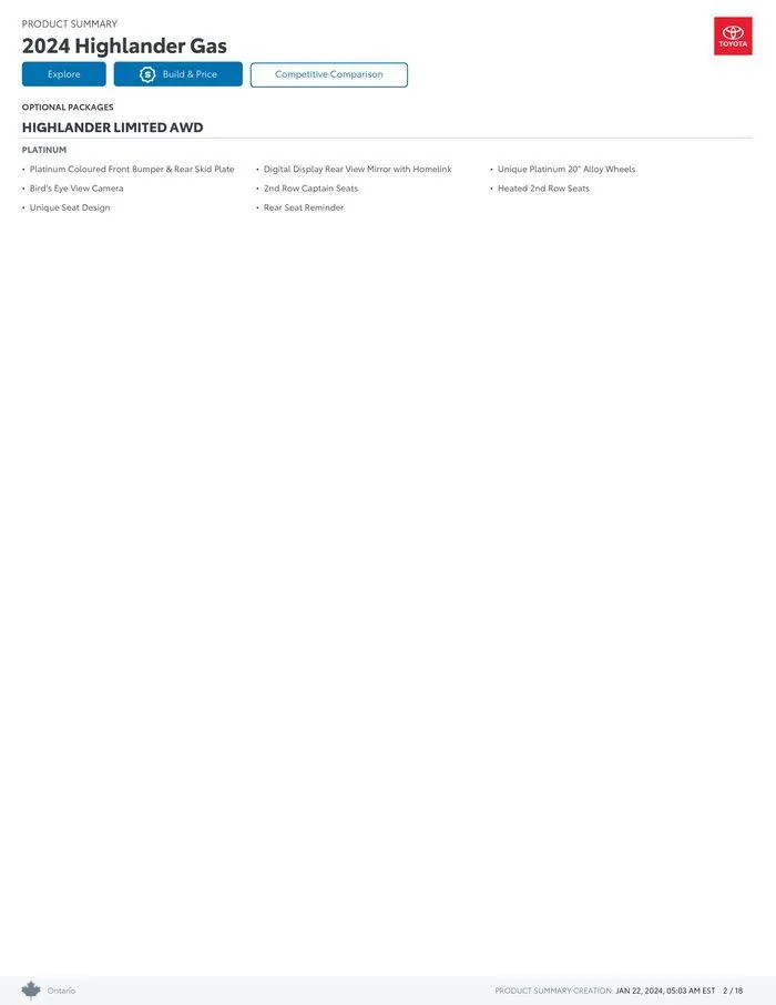 Toyota Highlander from January 22 to January 22 2025 - flyer page 2