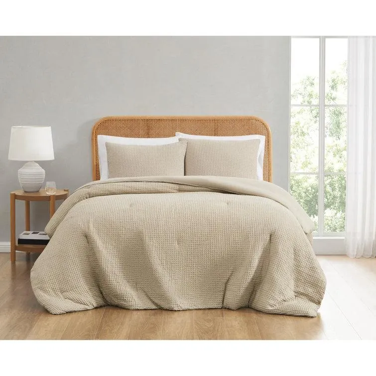 Textured Waffle Weave Comforter Set