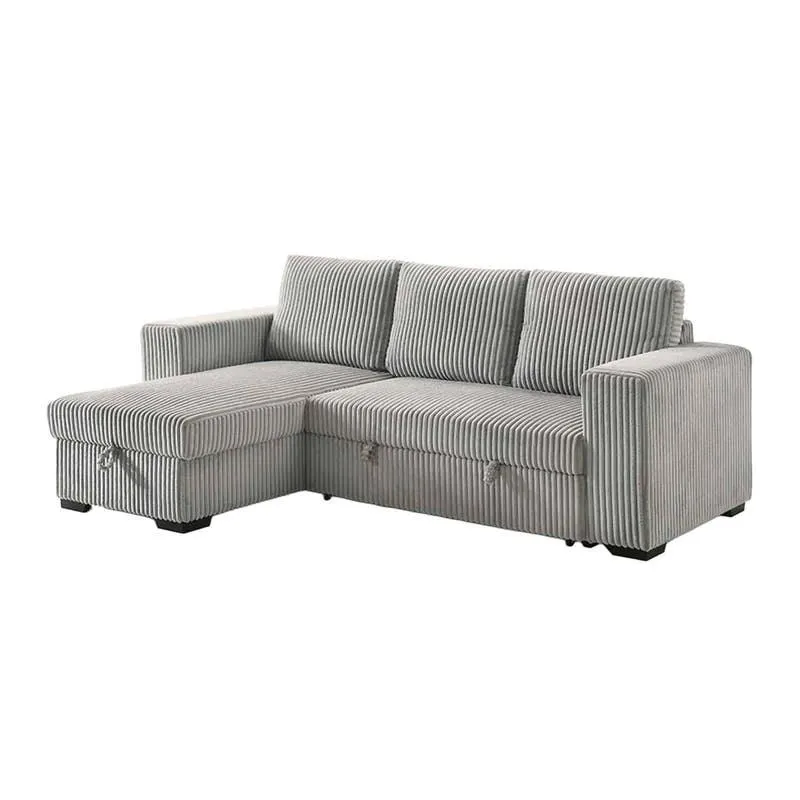 Sectionnel convertible et réversible avec rangement en velours côtelé