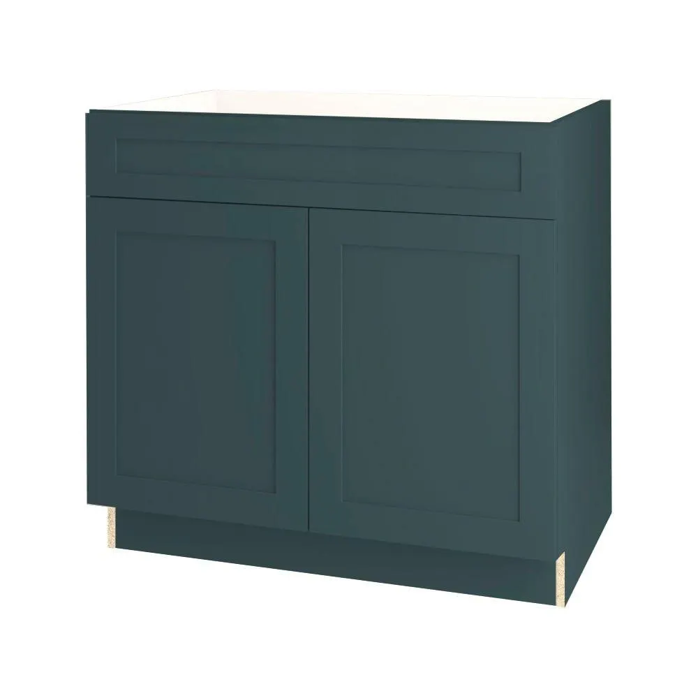 Rhett 36-inch W x 34.6-inch H x 24-inch D Shaker Style Assembled Kitchen Sink Base Cabinet/Cupboard in Lagoon Blue (BS36)