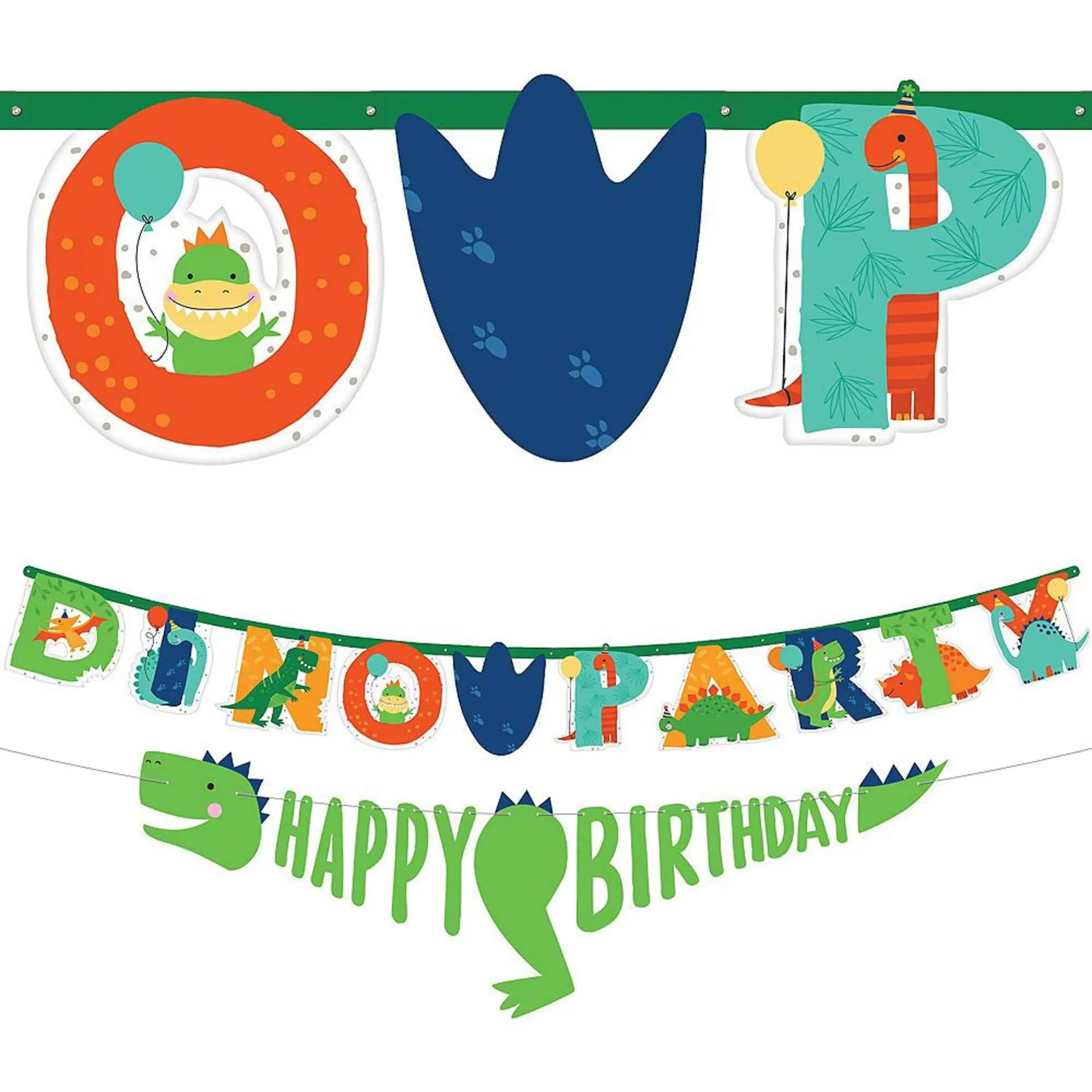 Dino-Mite Dinosaur Personalized Happy Birthday Banner Kit, 2-pc
