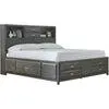 Caitbrook Bookcase Storage Bed - Gray