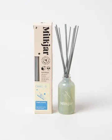 Milk Jar Fresh Laundry Reed Diffuser | Spring Rain, Cotton & Vanilla 4oz