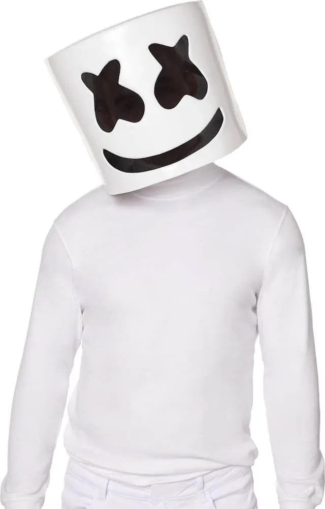 Marshmello DJ Light-Up Mask with Batteries, White/Black, One Size, Wearable Costume Accessory for Halloween