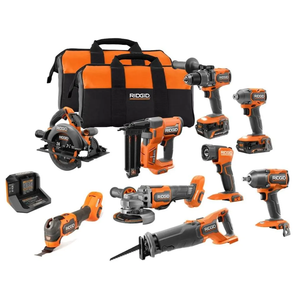 18V Brushless 9-Tool Combo Kit with 6.0 Ah and 2.0 Ah MAX Output Batteries and Charger