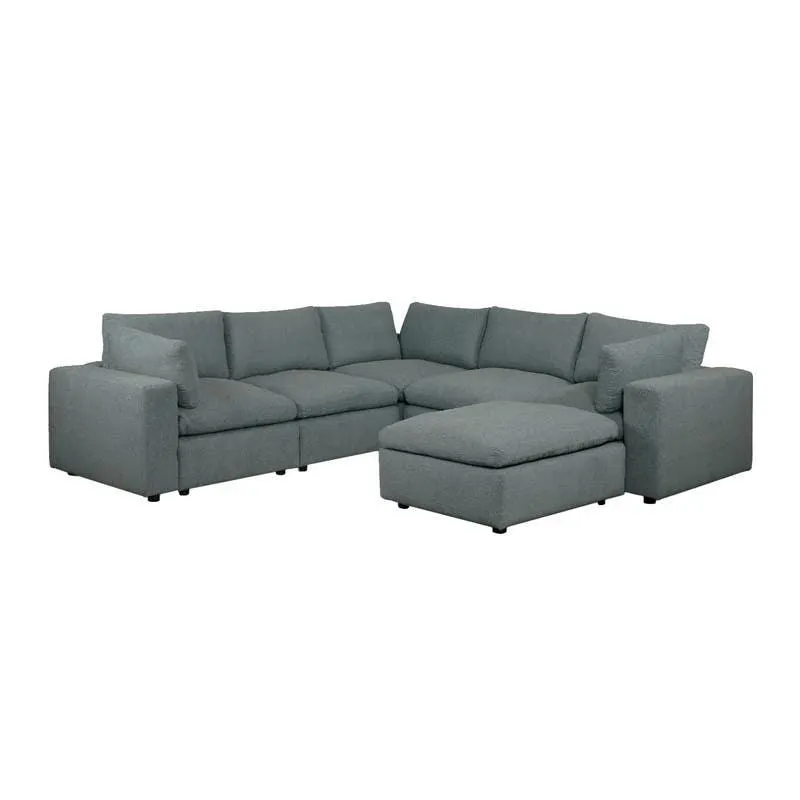 Sectionnel modulaire avec ottoman gris - 8 mcx