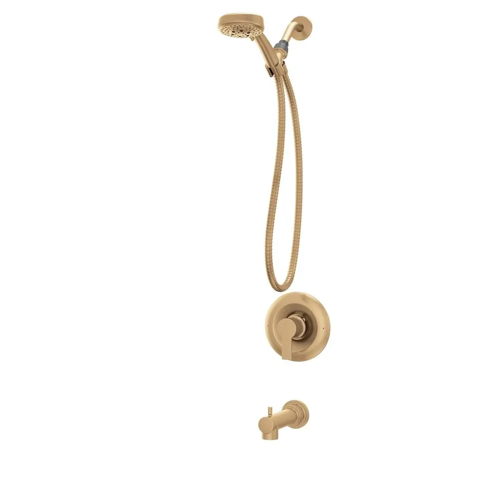Meena Single Handle 4-Spray 4 in. Tub and Shower Faucet 1.75 GPM in. Bronzed Gold (Valve Included)