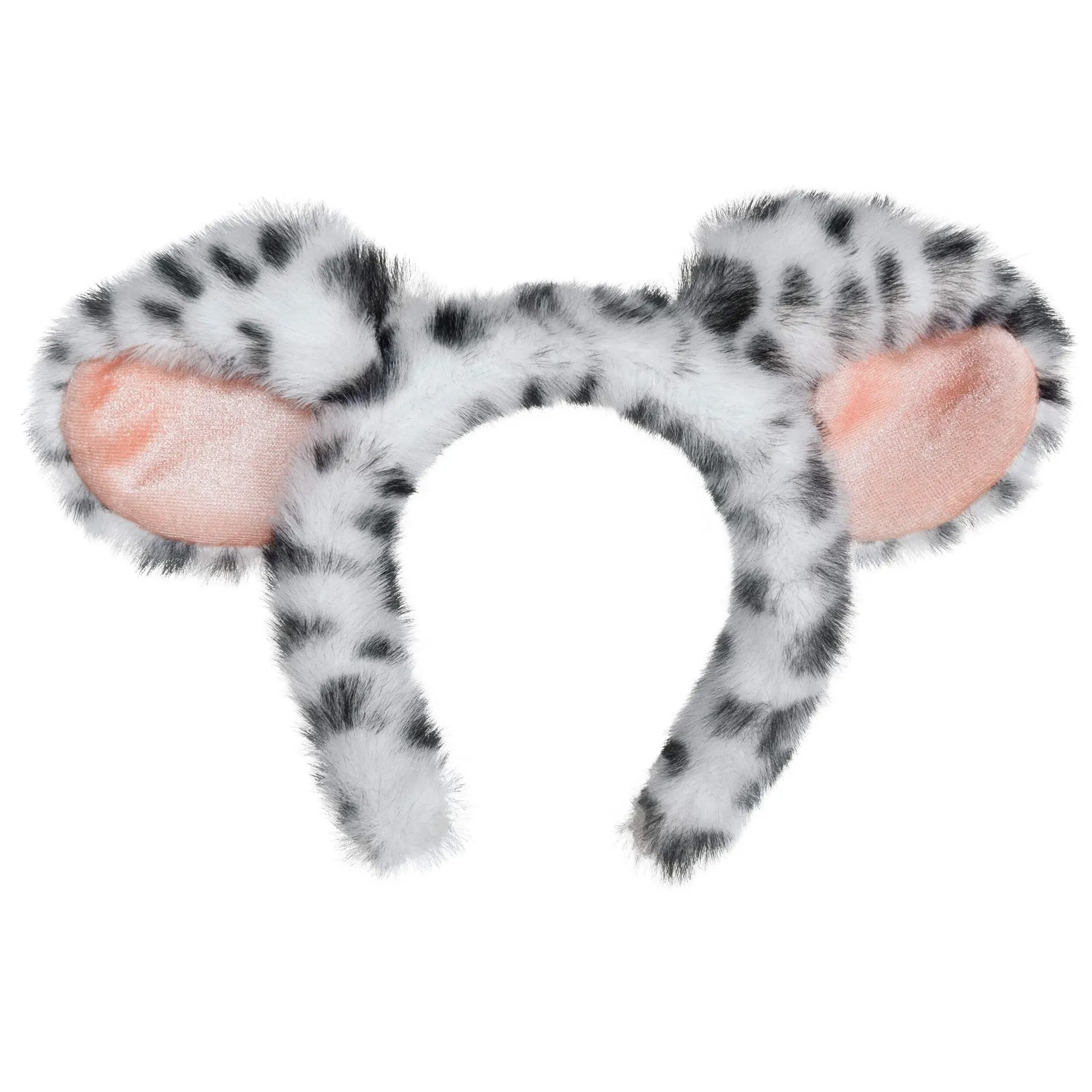 Furry Dog Ears Headband, Black/White, One Size, Wearable Costume Accessory for Halloween