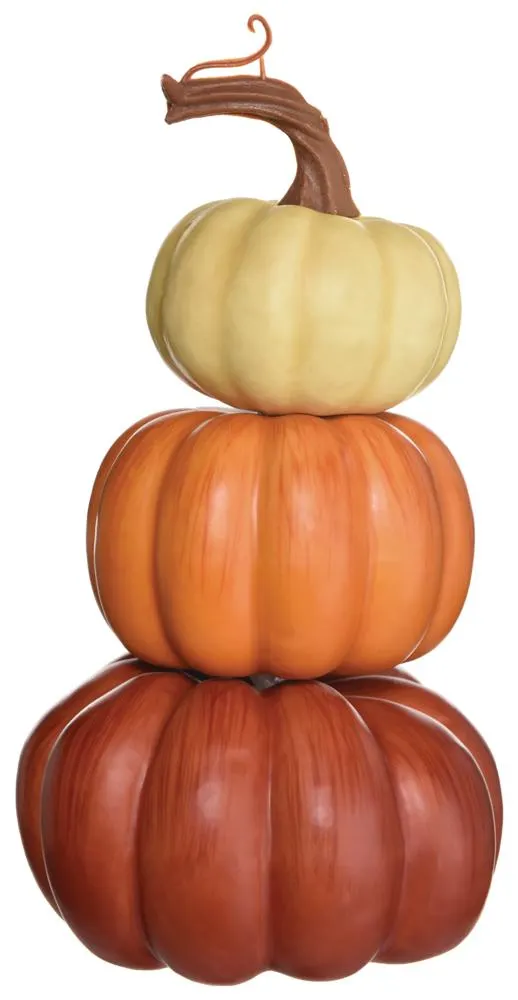 Pumpkin Stack Prop, Orange, 8.5-in, Indoor/Outdoor Decoration for Fall