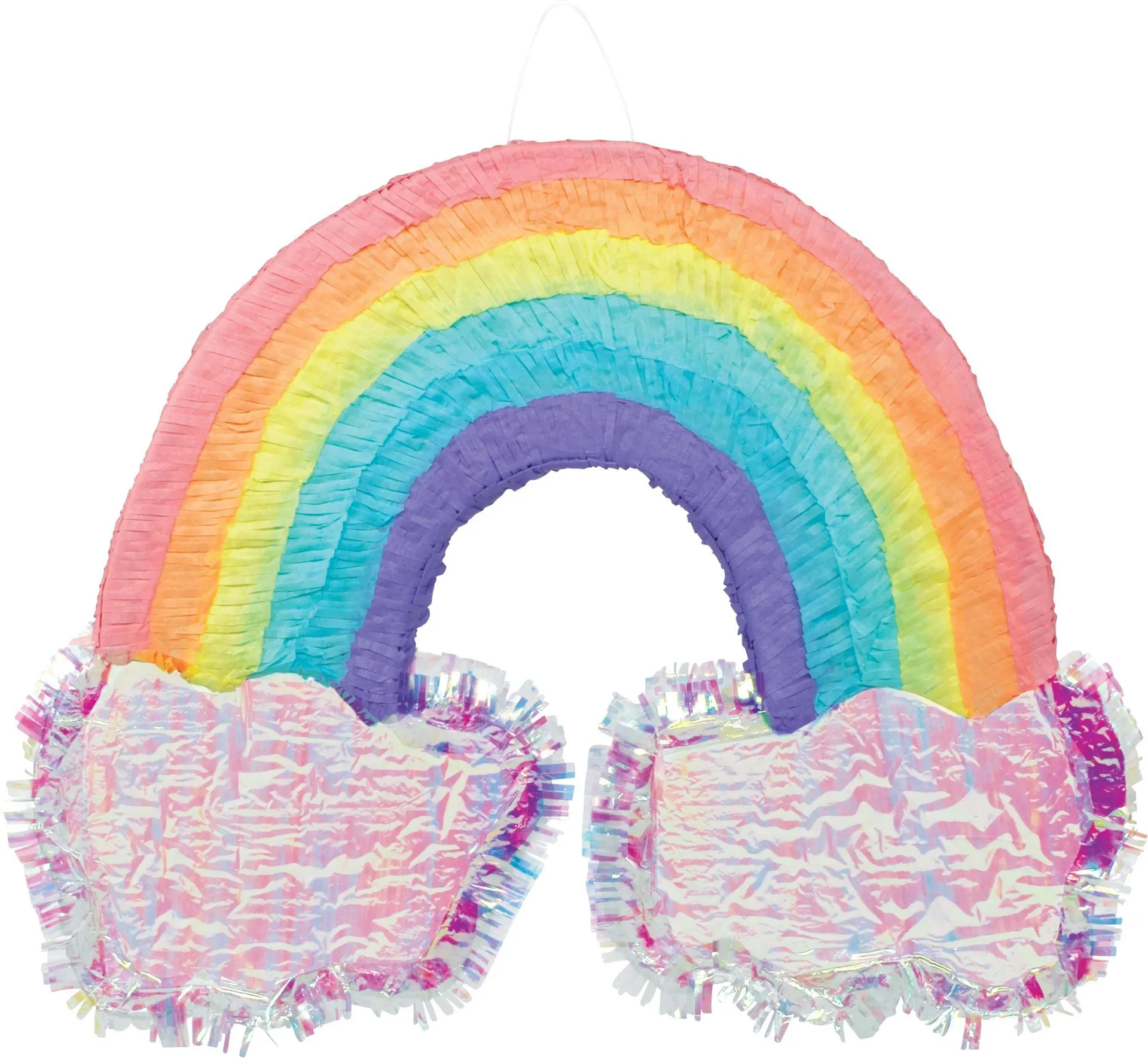 Rainbow Pinata Hanging Decoration, Multi-Coloured, 21.5-in, Holds 2lb of Pinata Filler, for Pride/Birthday Parties