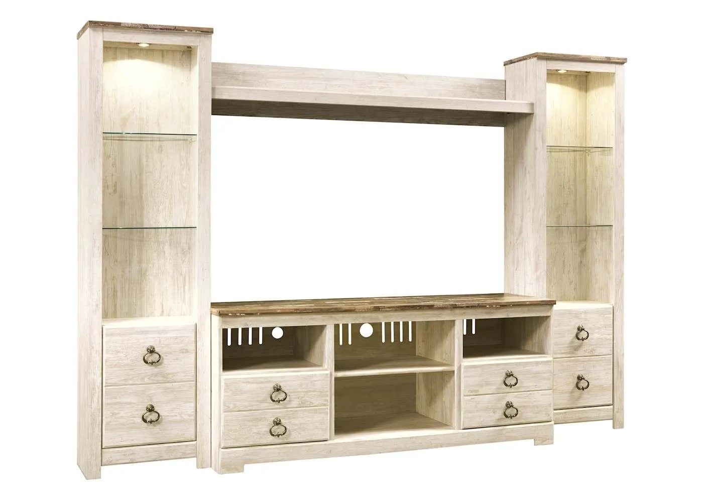 Willowton 4 Piece Entertainment Unit - Whitewash