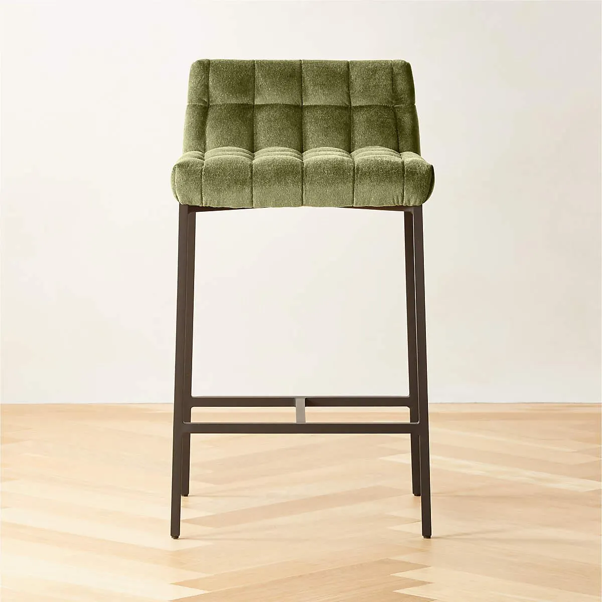Gabe Pesto Tufted Low-Back Counter Stool