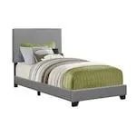 Bed, Twin Size, Platform, Bedroom, Frame, Upholstered, Pu Leather Look, Wood Legs, Grey