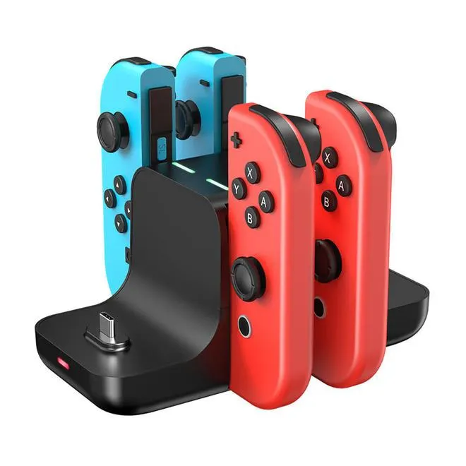 6 in 1 Charging Station for Nintendo Switch, Support 4 Joy-Con Handles + 2 USB-C Ports