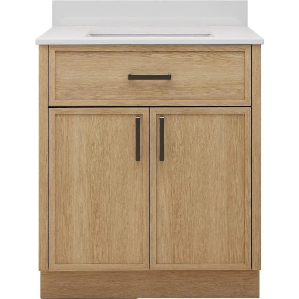 Delancey 30in.W X 20in.D X34in.H Vanity in Light Oak With Engineered Top