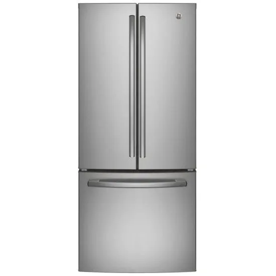 GE GNE21DYRKFS French Door Refrigerator, 30 inch Width, ENERGY STAR Certified, 20.8 cu. ft. Capacity, Stainless Steel colour Glass Shelves, NeverClean Condenser, Frost Guard