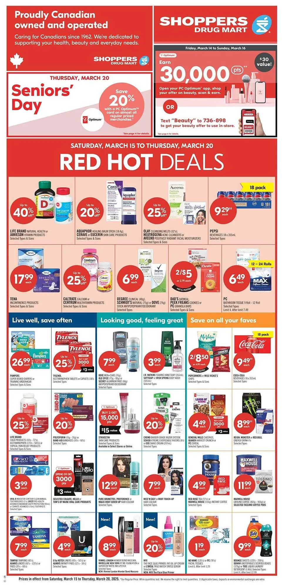 Shoppers Drug Mart flyer from March 15 to March 21 2025 - flyer page 1